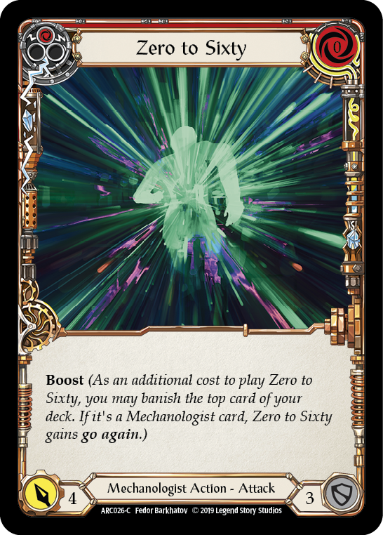 Zero to Sixty (Red) [ARC026] Unlimited Edition Rainbow Foil, Arcane Rising, Common, ARC026