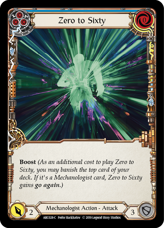 Zero to Sixty (Blue) [ARC028] Unlimited Edition Rainbow Foil, Arcane Rising, Common, ARC028