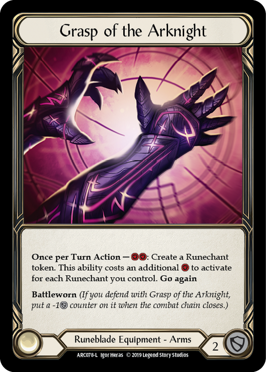 Grasp of the Arknight [ARC078] Unlimited Edition Rainbow Foil, Arcane Rising, Legendary, ARC078