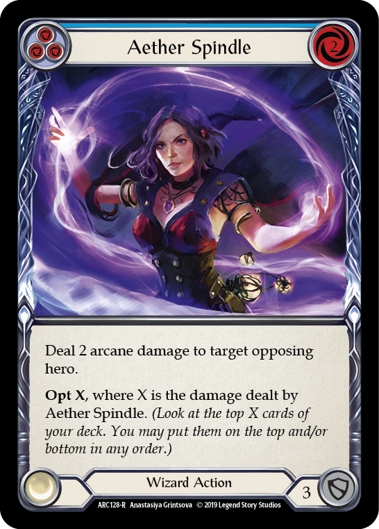 Aether Spindle (Blue) [ARC128] 1st Edition Normal, Arcane Rising, Rare, ARC128