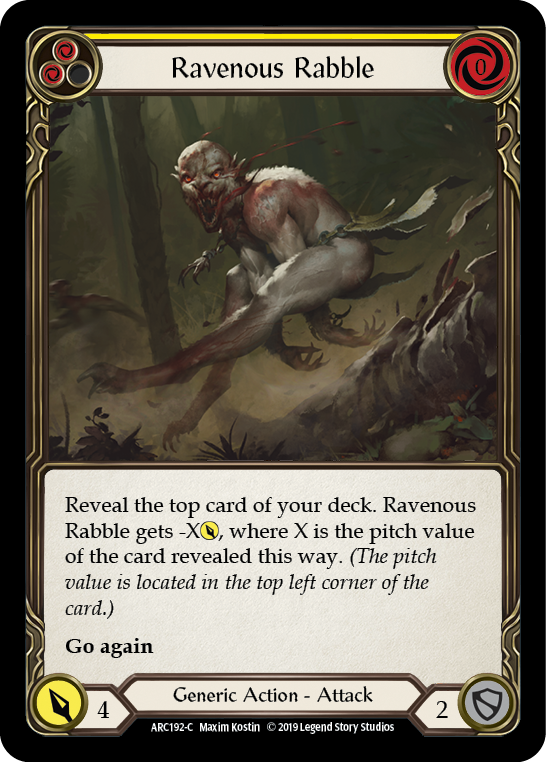 Ravenous Rabble (Yellow) [ARC192] Unlimited Edition Rainbow Foil, Arcane Rising, Common, ARC192