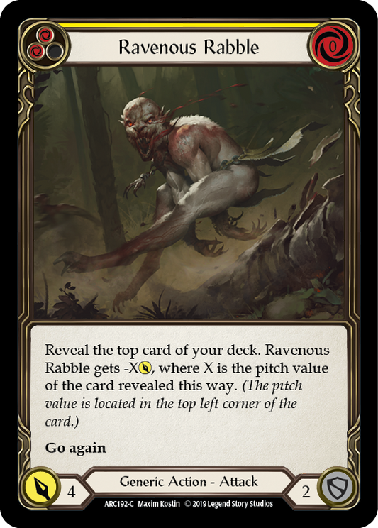 Ravenous Rabble (Yellow) [ARC192] Unlimited Edition Rainbow Foil, Arcane Rising, Common, ARC192