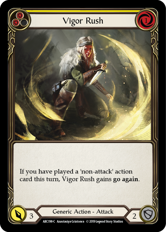 Vigor Rush (Yellow) [ARC198] Unlimited Edition Rainbow Foil, Arcane Rising, Common, ARC198