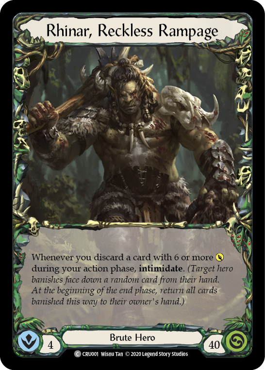 Rhinar, Reckless Rampage [CRU001] Unlimited Edition Normal, Crucible of War, Common, CRU001