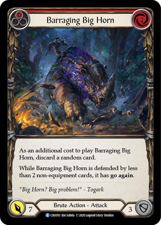 Barraging Big Horn (Red) [CRU010] Unlimited Edition Rainbow Foil, Crucible of War, Rare, CRU010