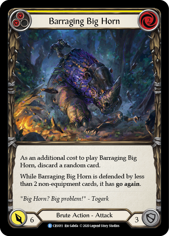 Barraging Big Horn (Yellow) [CRU011] Unlimited Edition Normal, Crucible of War, Rare, CRU011