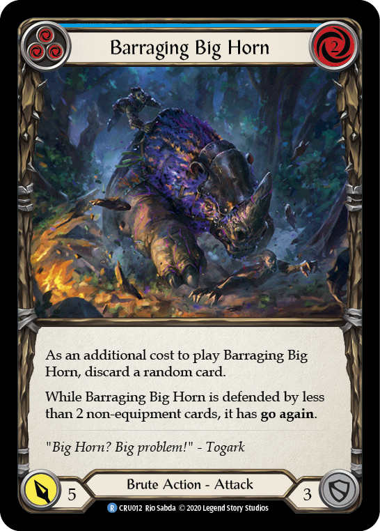 Barraging Big Horn (Blue) [CRU012] Unlimited Edition Normal, Crucible of War, Rare, CRU012