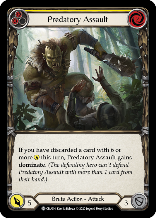 Predatory Assault (Yellow) [CRU014] Unlimited Edition Rainbow Foil, Crucible of War, Common, CRU014