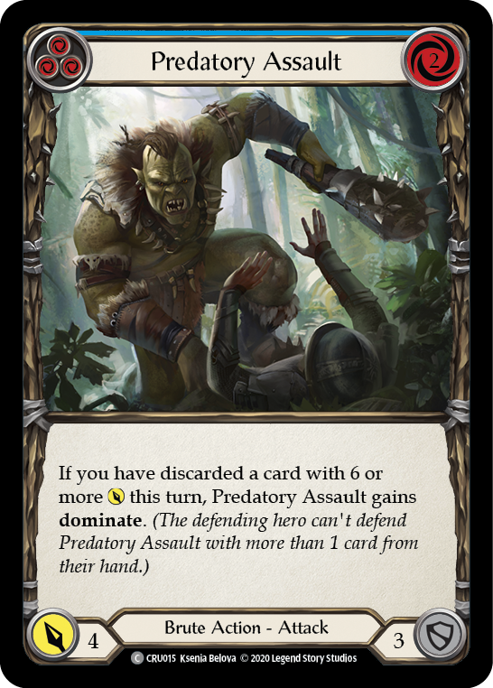 Predatory Assault (Blue) [CRU015] Unlimited Edition Rainbow Foil, Crucible of War, Common, CRU015