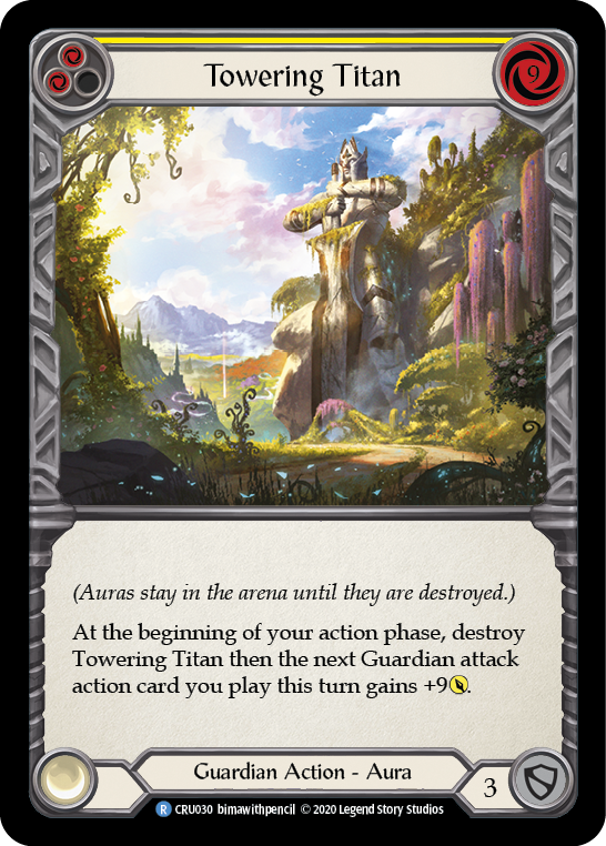 Towering Titan (Yellow) [CRU030] Unlimited Edition Rainbow Foil, Crucible of War, Rare, CRU030