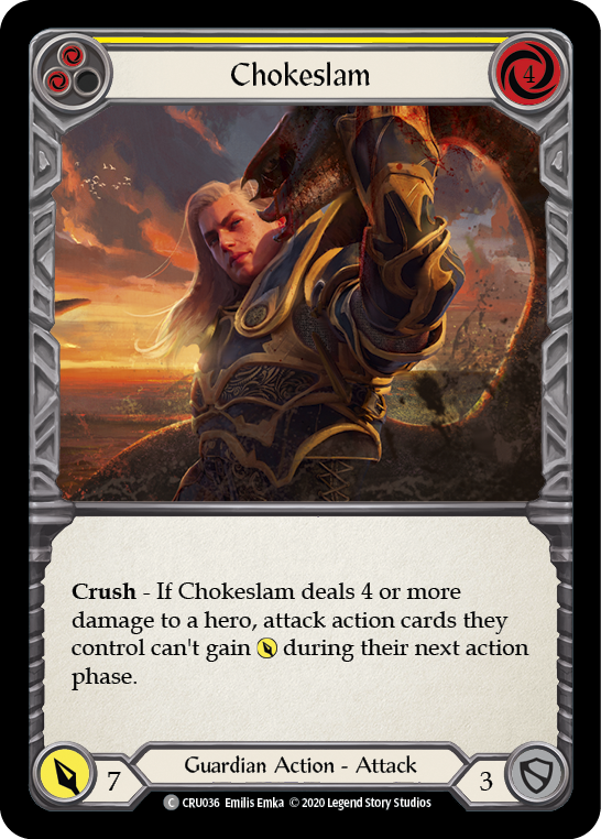 Chokeslam (Yellow) [CRU036] Unlimited Edition Rainbow Foil, Crucible of War, Common, CRU036