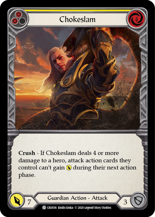 Chokeslam (Yellow) [CRU036] Unlimited Edition Rainbow Foil, Crucible of War, Common, CRU036