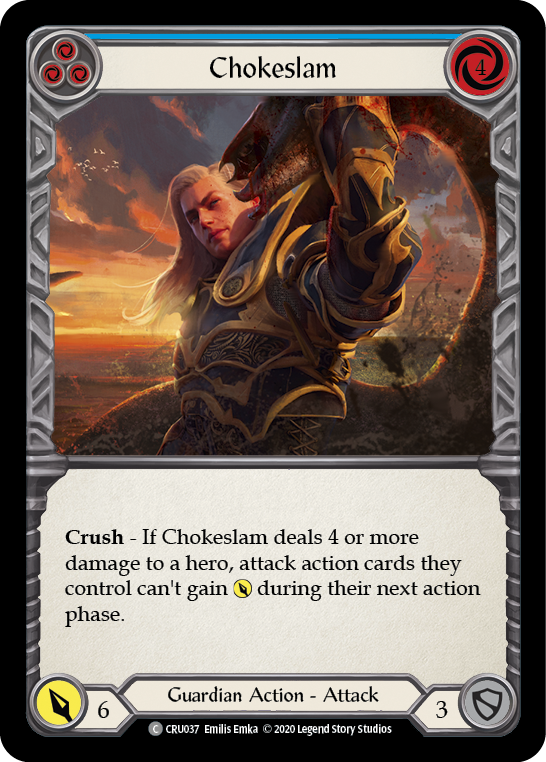 Chokeslam (Blue) [CRU037] Unlimited Edition Rainbow Foil, Crucible of War, Common, CRU037