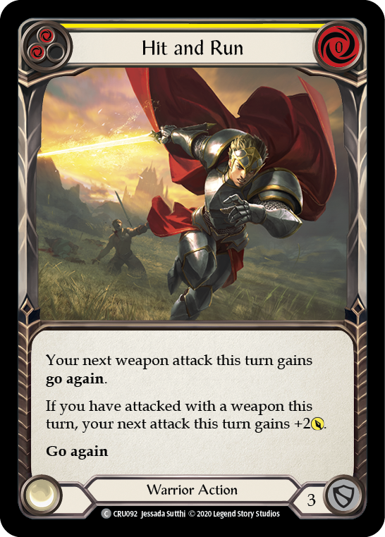 Hit and Run (Yellow) [CRU092] Unlimited Edition Rainbow Foil, Crucible of War, Common, CRU092