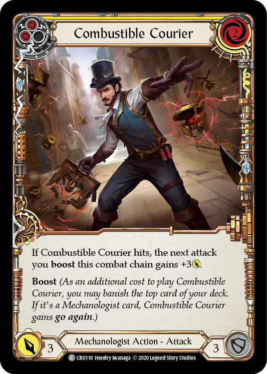 Combustible Courier (Yellow) [CRU110] Unlimited Edition Rainbow Foil, Crucible of War, Common, CRU110