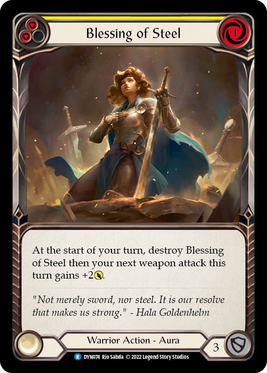 Blessing of Steel (Yellow) [DYN074] Rainbow Foil, Dynasty, Rare, DYN074