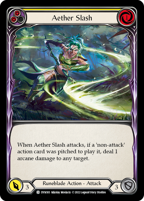 Aether Slash (Yellow) [DYN183] Rainbow Foil, Dynasty, Common, DYN183