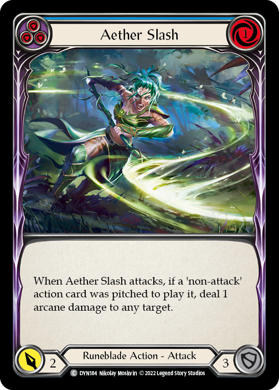 Aether Slash (Blue) [DYN184] Rainbow Foil, Dynasty, Common, DYN184