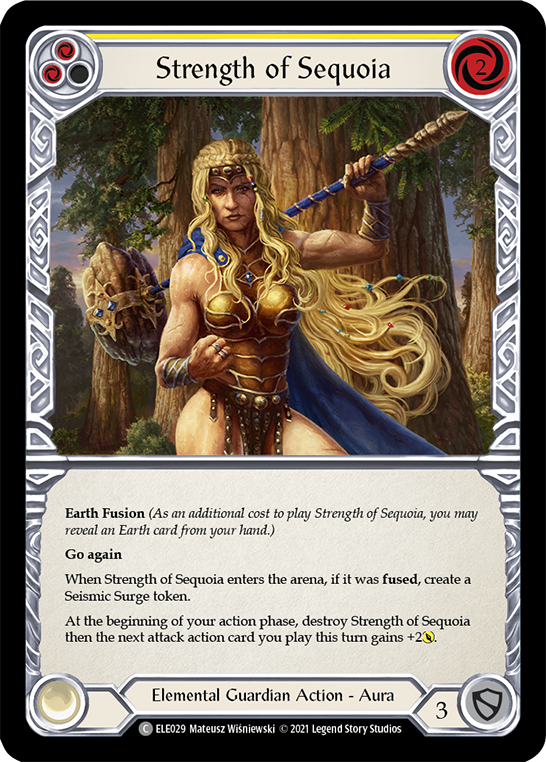 Strength of Sequoia (Yellow) [ELE029] Unlimited Edition Rainbow Foil, Tales of Aria, Common, ELE029