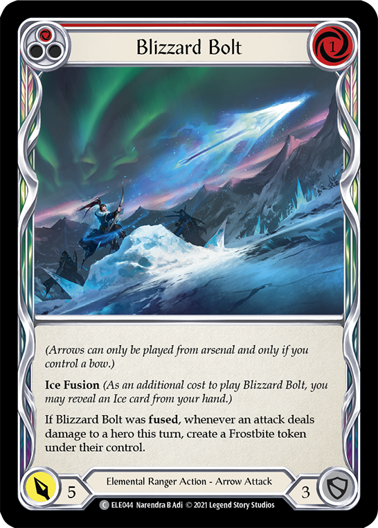 Blizzard Bolt (Red) [ELE044] Unlimited Edition Rainbow Foil, Tales of Aria, Common, ELE044