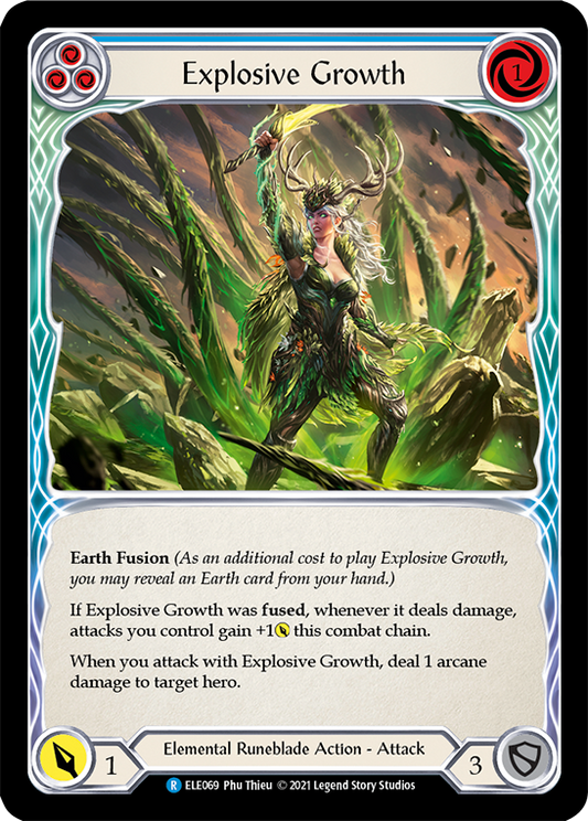 Explosive Growth (Blue) [ELE069] 1st Edition Rainbow Foil, Tales of Aria, Rare, ELE069