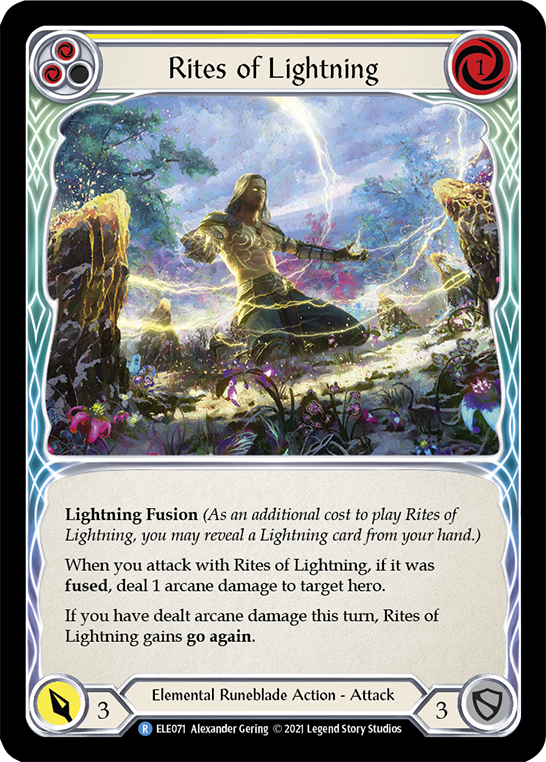 Rites of Lightning (Yellow) [ELE071] Unlimited Edition Rainbow Foil, Tales of Aria, Rare, ELE071