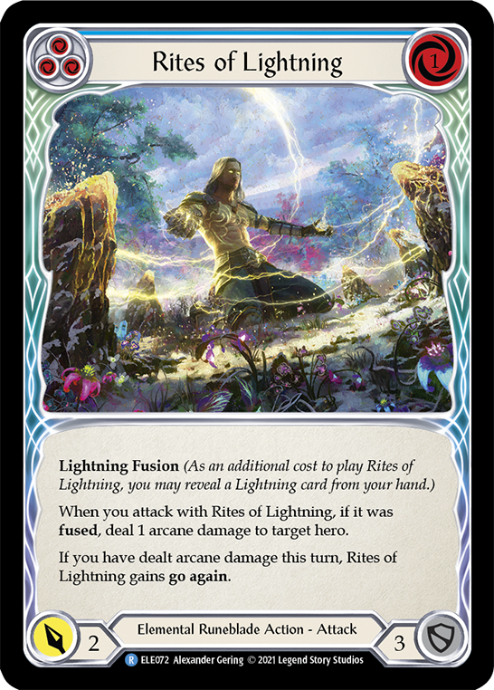 Rites of Lightning (Blue) [ELE072] 1st Edition Rainbow Foil, Tales of Aria, Rare, ELE072