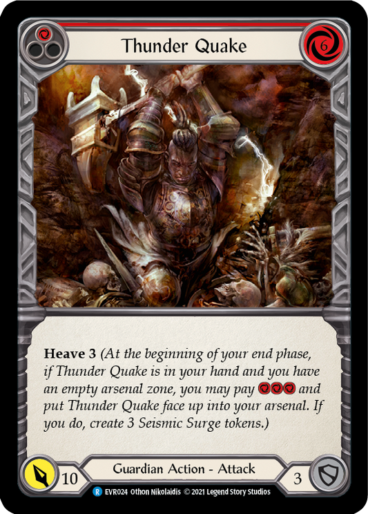 Thunder Quake (Red) (Extended Art) [EVR024] 1st Edition Rainbow Foil, Everfest, Rare, EVR024