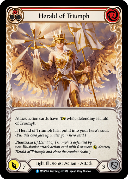 Herald of Triumph (Red) [MON008] Unlimited Edition Rainbow Foil, Monarch, Rare, MON008