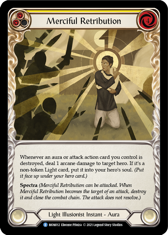 Merciful Retribution [MON012] Unlimited Edition Rainbow Foil, Monarch, Rare, MON012