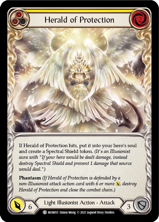 Herald of Protection (Yellow) [MON015] Unlimited Edition Rainbow Foil, Monarch, Common, MON015