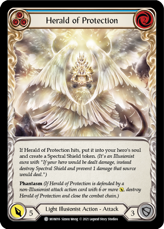 Herald of Protection (Blue) [MON016] 1st Edition Normal, Monarch, Common, MON016