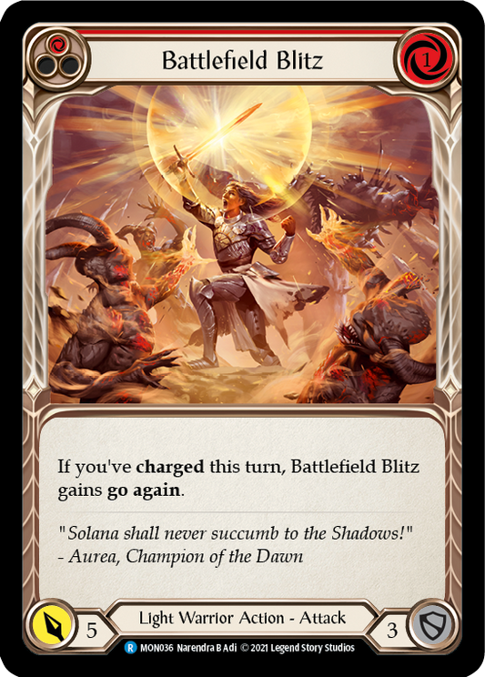 Battlefield Blitz (Red) [MON036] Unlimited Edition Rainbow Foil, Monarch, Rare, MON036