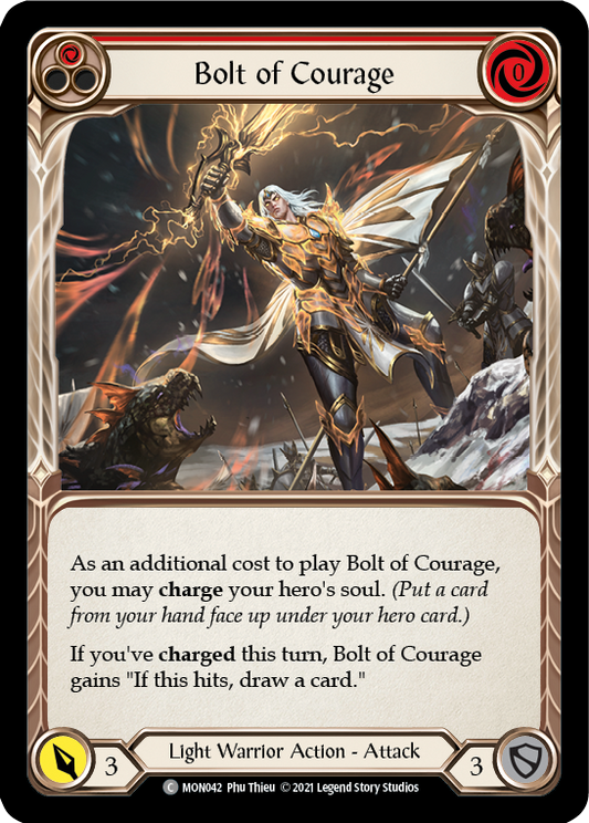 Bolt of Courage (Red) [MON042] Unlimited Edition Rainbow Foil, Monarch, Common, MON042