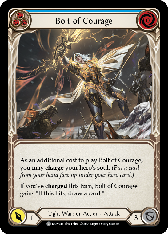 Bolt of Courage (Blue) [MON044] Unlimited Edition Rainbow Foil, Monarch, Common, MON044