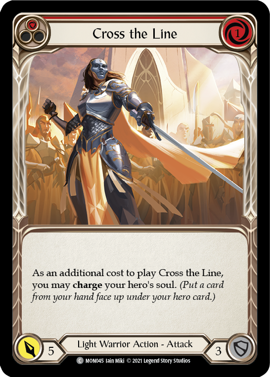 Cross the Line (Red) [MON045] Unlimited Edition Rainbow Foil, Monarch, Common, MON045