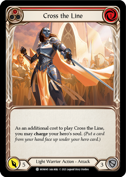 Cross the Line (Red) [MON045] Unlimited Edition Rainbow Foil, Monarch, Common, MON045