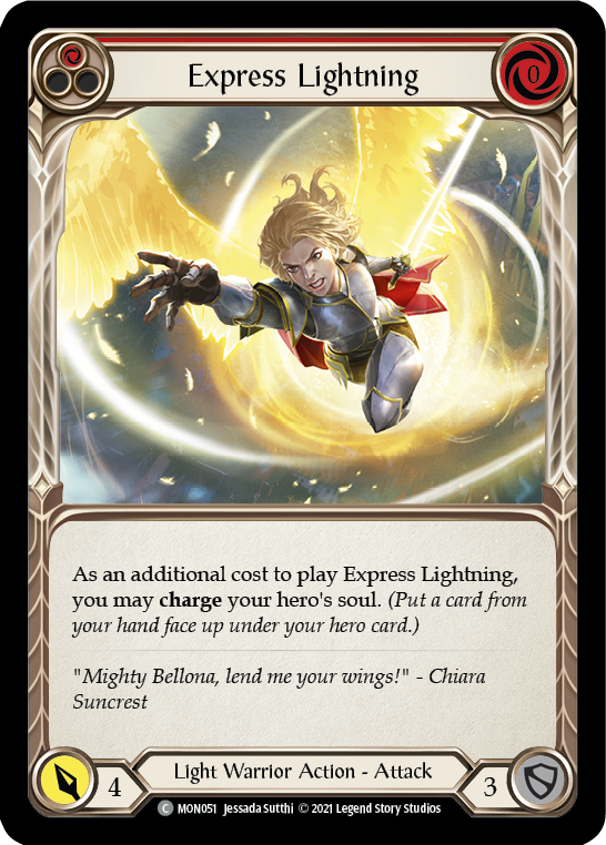 Express Lightning (Red) [MON051] Unlimited Edition Rainbow Foil, Monarch, Common, MON051