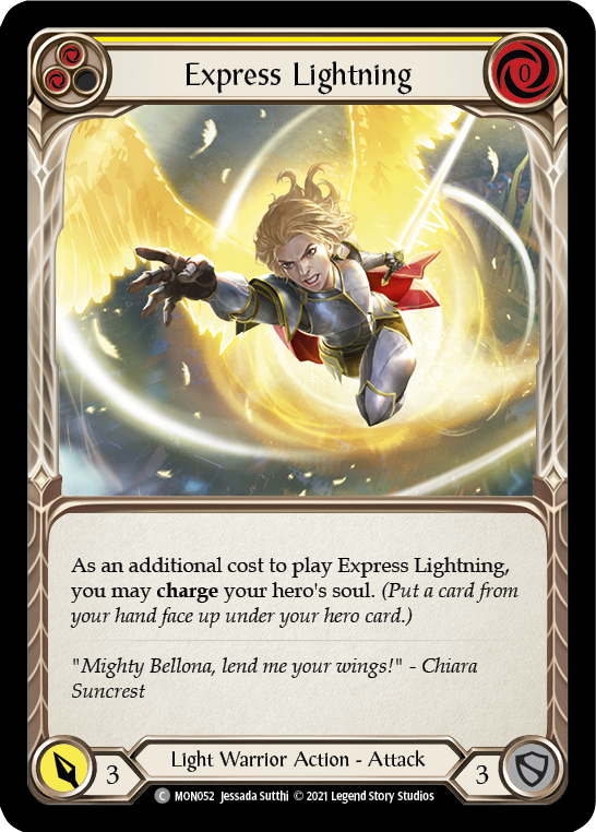 Express Lightning (Yellow) [MON052] Unlimited Edition Rainbow Foil, Monarch, Common, MON052