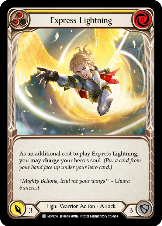 Express Lightning (Yellow) [MON052] Unlimited Edition Rainbow Foil, Monarch, Common, MON052