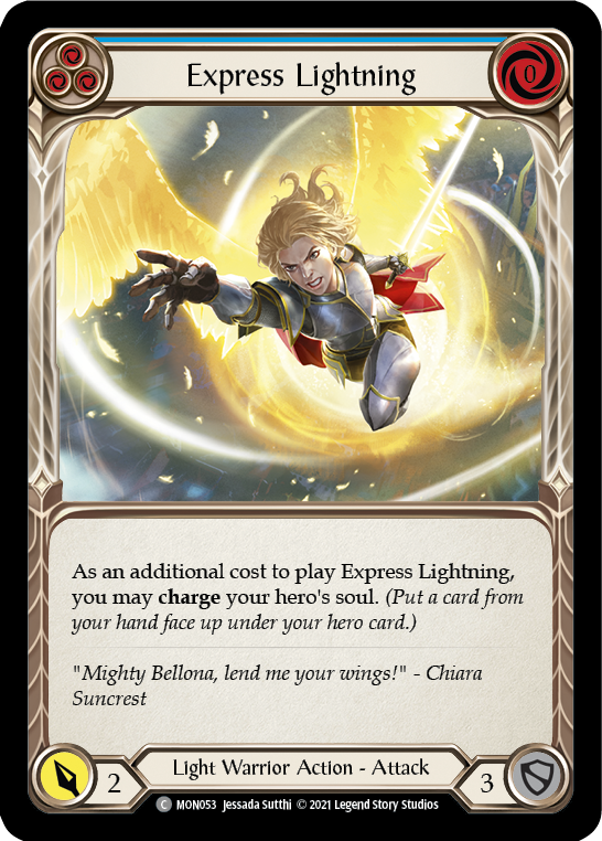 Express Lightning (Blue) [MON053] Unlimited Edition Rainbow Foil, Monarch, Common, MON053