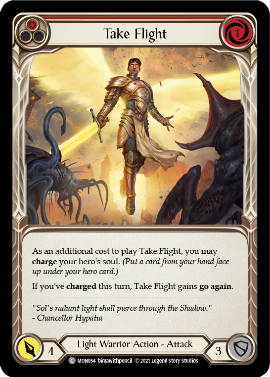 Take Flight (Red) [MON054] Unlimited Edition Rainbow Foil, Monarch, Common, MON054