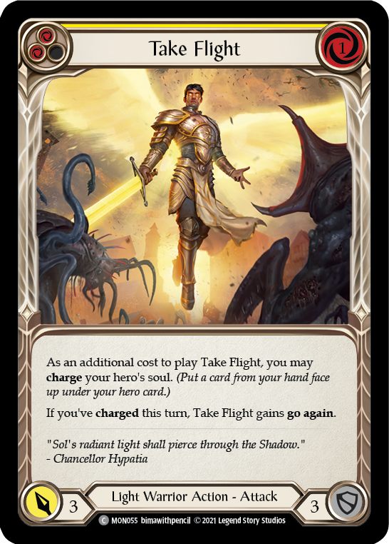 Take Flight (Yellow) [MON055] Unlimited Edition Rainbow Foil, Monarch, Common, MON055