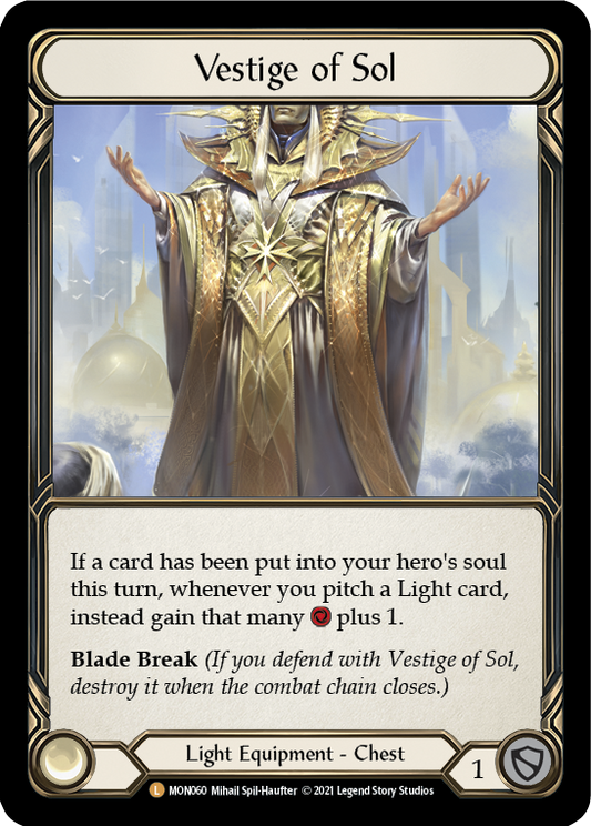 Vestige of Sol [MON060] Unlimited Edition Rainbow Foil, Monarch, Legendary, MON060