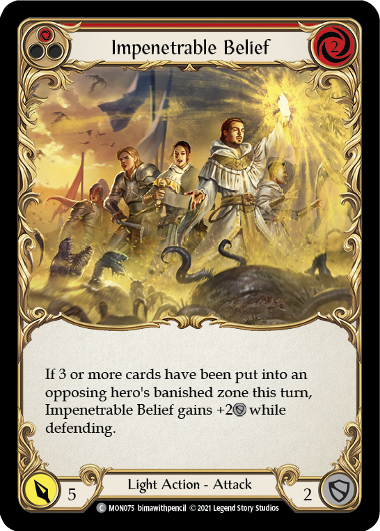 Impenetrable Belief (Red) [MON075] Unlimited Edition Rainbow Foil, Monarch, Common, MON075