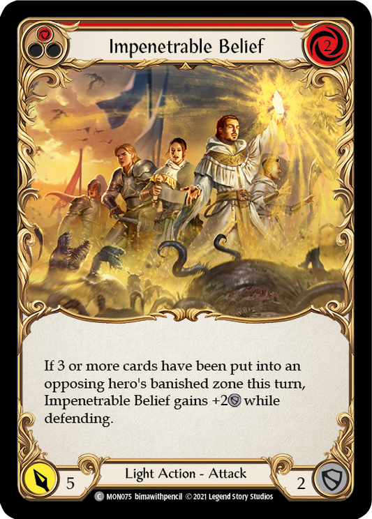 Impenetrable Belief (Red) [MON075] Unlimited Edition Rainbow Foil, Monarch, Common, MON075