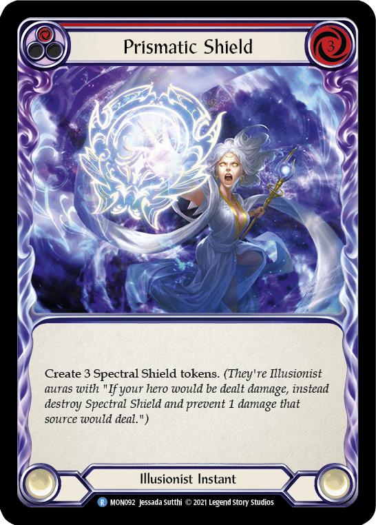 Prismatic Shield (Red) [MON092] Unlimited Edition Rainbow Foil, Monarch, Rare, MON092