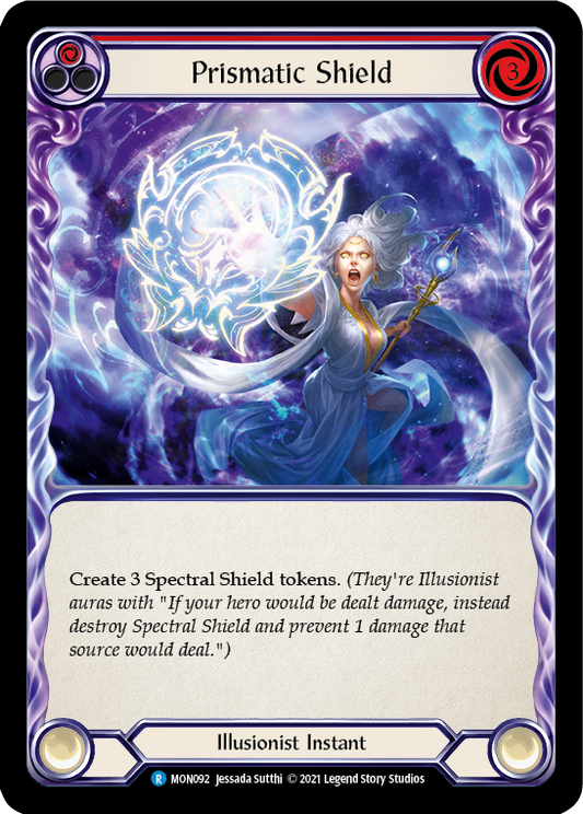 Prismatic Shield (Red) [MON092] Unlimited Edition Rainbow Foil, Monarch, Rare, MON092