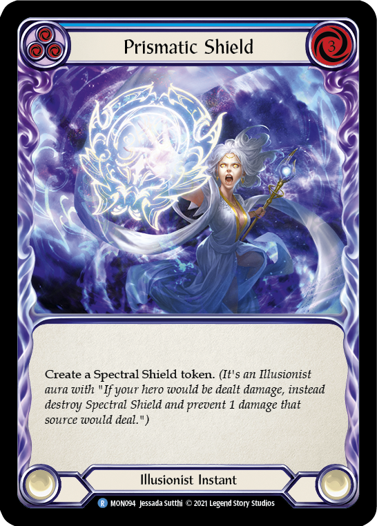 Prismatic Shield (Blue) [MON094] Unlimited Edition Rainbow Foil, Monarch, Rare, MON094