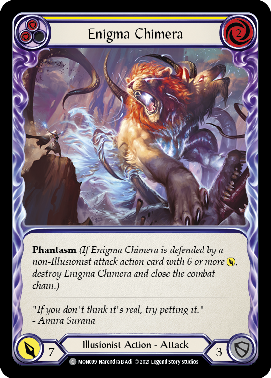 Enigma Chimera (Yellow) [MON099] Unlimited Edition Rainbow Foil, Monarch, Common, MON099